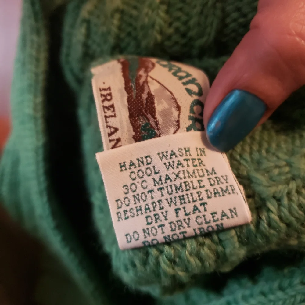 Aran Crafts Ireland green Merino wool chunky cable knit Cardigan one button S